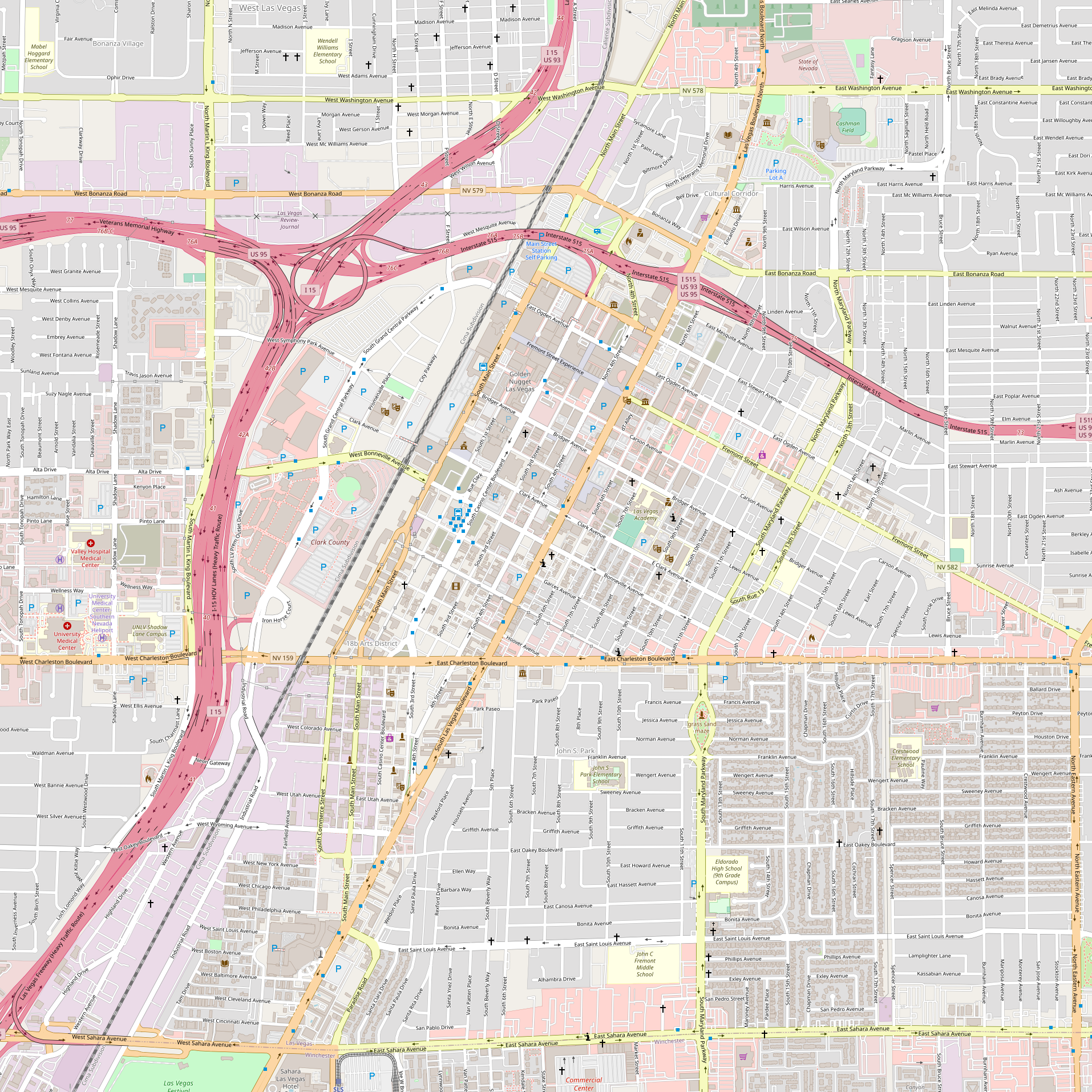 Downtown Las Vegas Map 2021 File:map Of Downtown Las Vegas And Surroundings.png - Wikimedia Commons