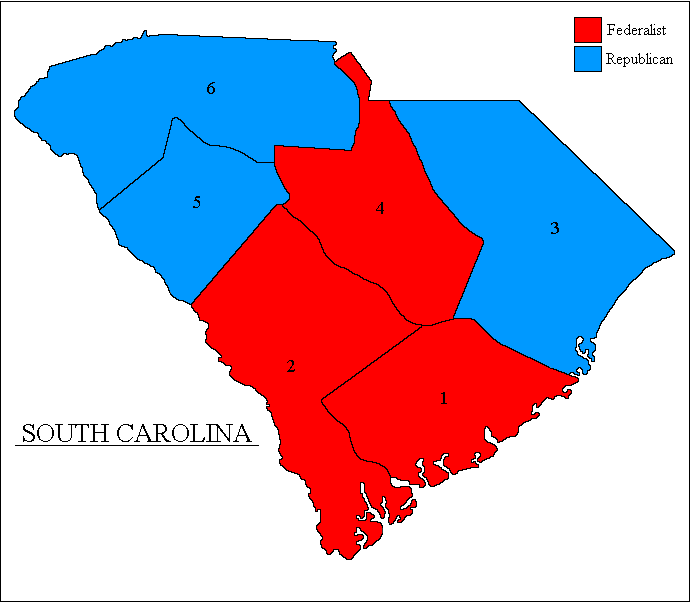 Округ 6. Южная Каролина демократический или Республиканский штат. South Carolina Republican or Democrat.