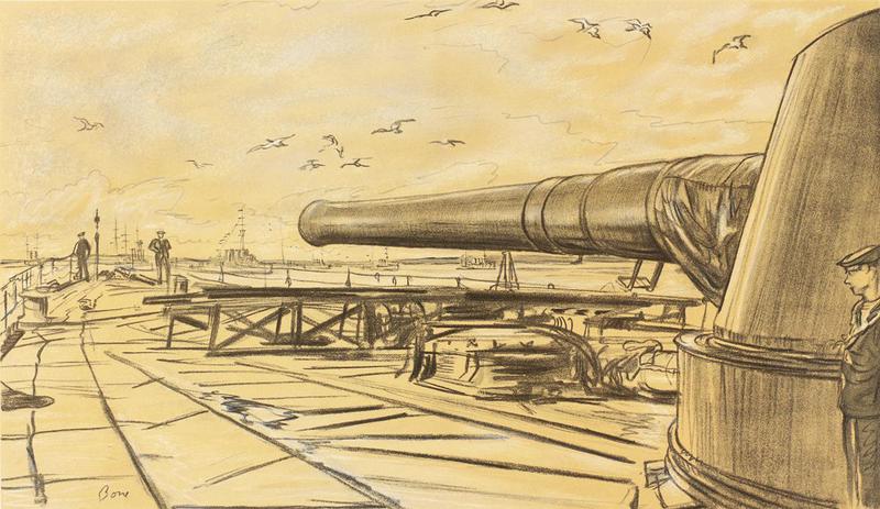 File:War Drawings by Muirhead Bone- on Board a Battleship- a Gun Turret Art.IWMREPRO00068447.jpg