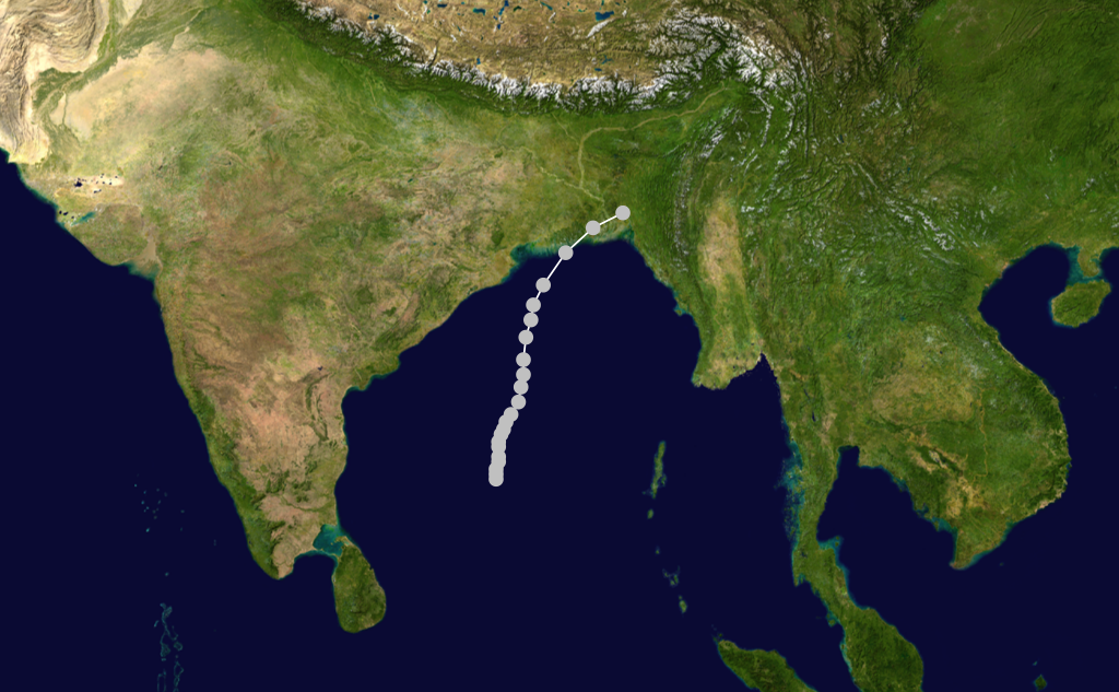 Track of the 1970 Bhola Cyclone