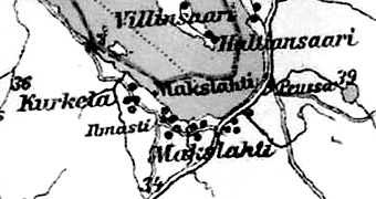 Деревни Макслахти и Куркела на финской карте 1923 года