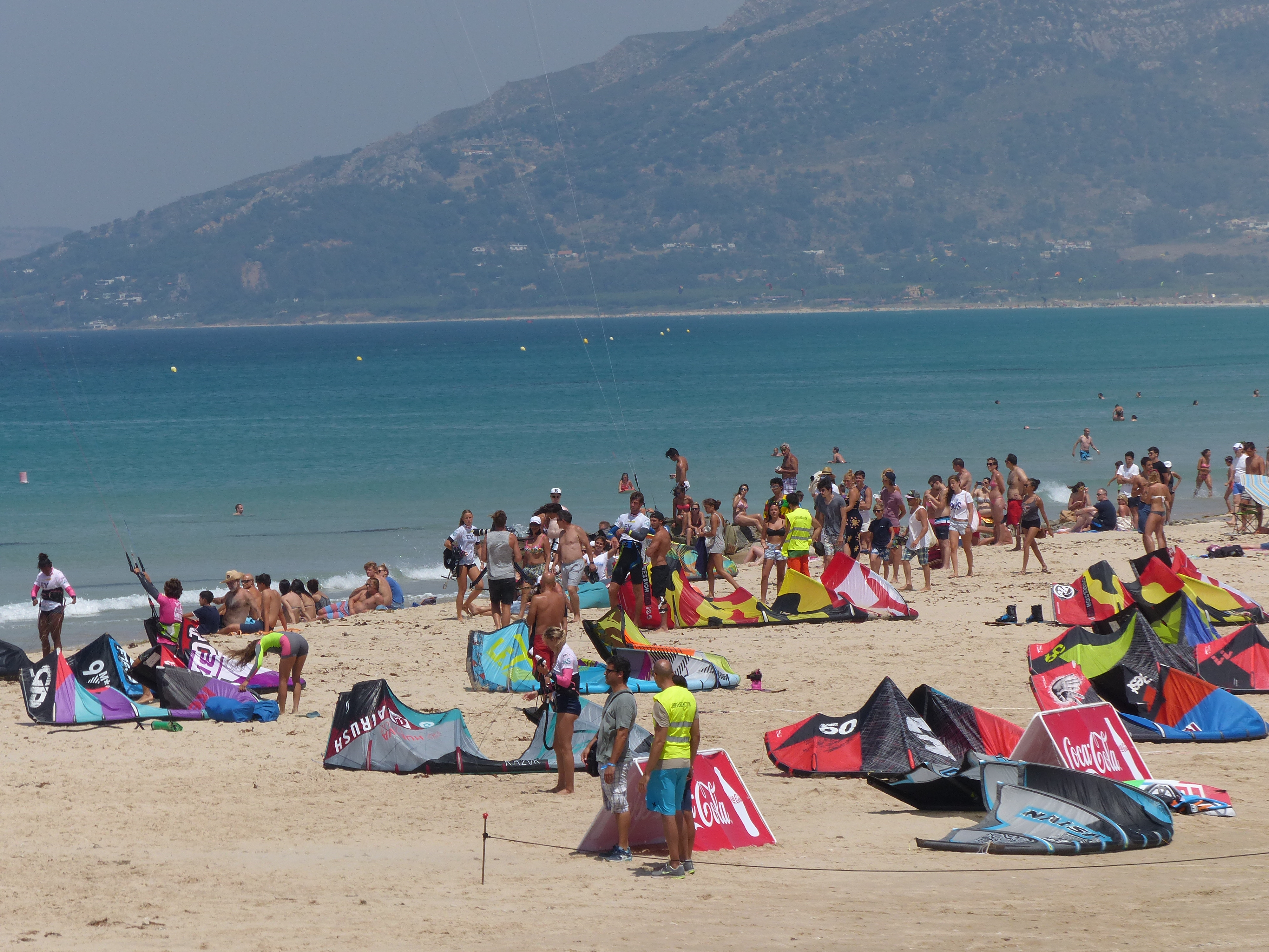 Kites on Los Lances Beach, Tarifa Stock Photo - Alamy