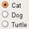ラジオボタン。'Cat' を選択した状態。
