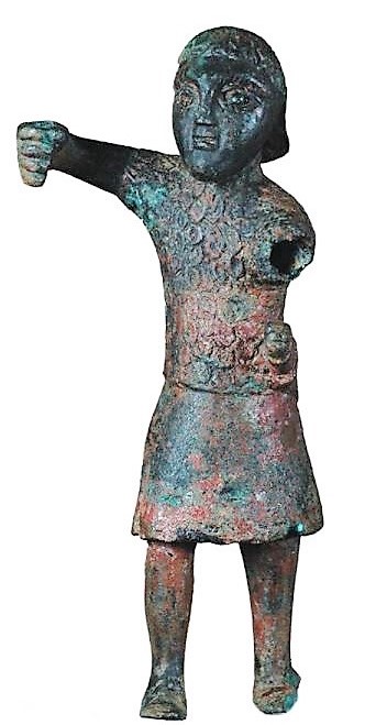 Lombard warrior, bronze statue, 8th century, Pavia Civic Museums.