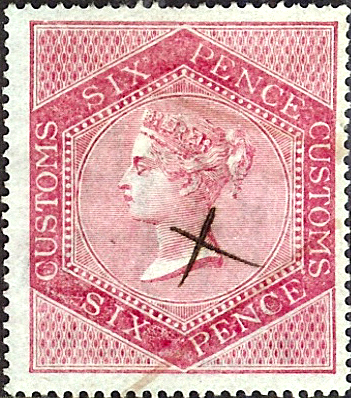 File:British six pence customs revenue stamp.jpg