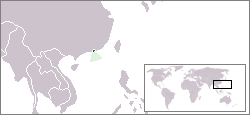Karte von Asien mit eingezeichneter Lage von Macau