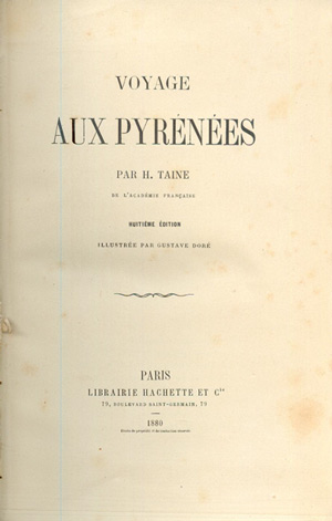 Primeira páxina da edición de 1880 de ''Voyage aux Pyrénées'', publicado por primeira vez en 1855.