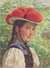 Femme de Gutach porteuse d'un Bollenhut (vers 1900).