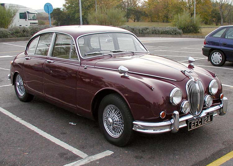 Jaguar 3.4 Mk2, registered 1963, at Aust Motorway Services, Bristol, England, the car Inspector Morse was always seen in.