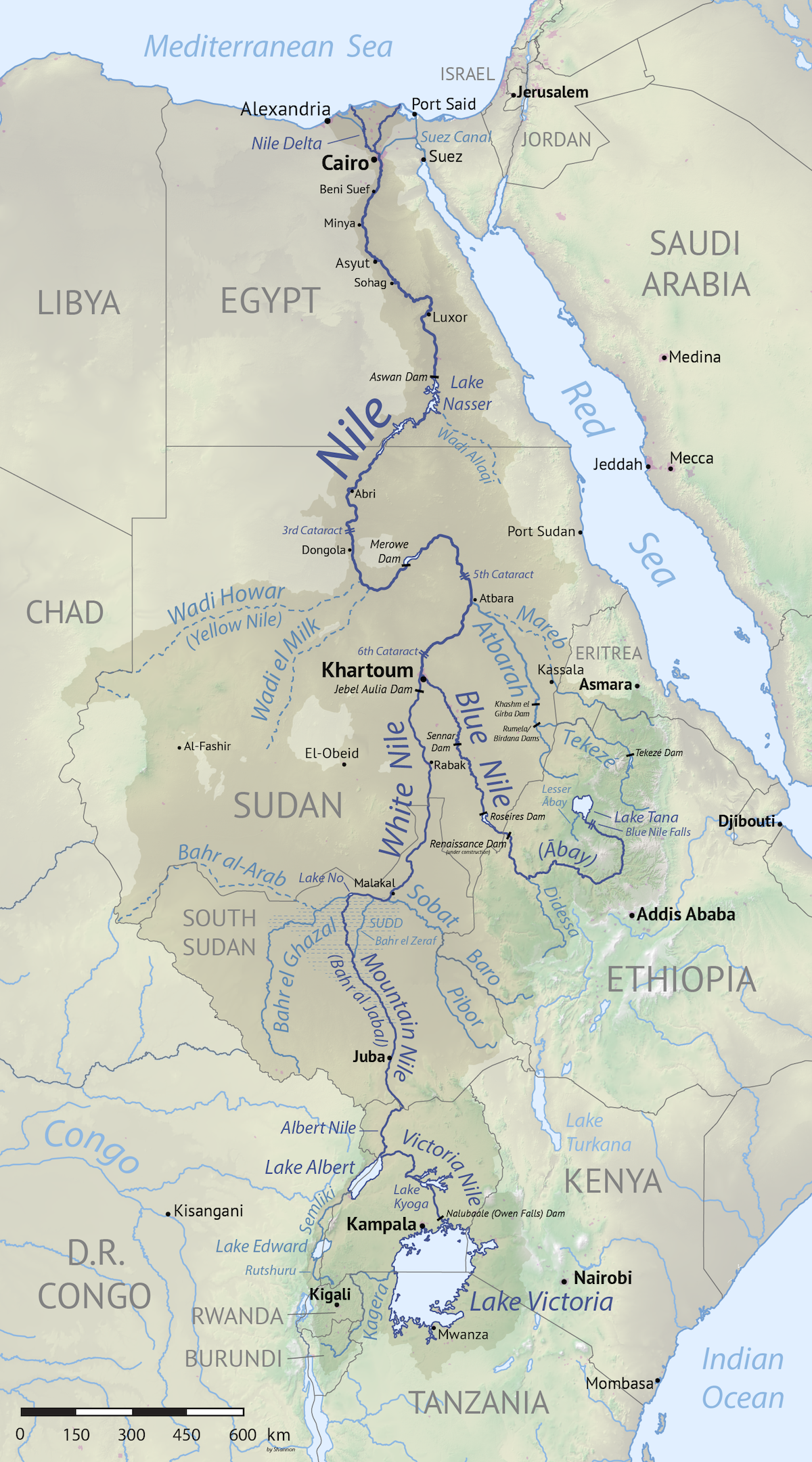 map of africa nile river