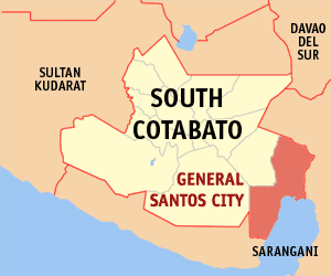 Mapa ti Abagatan a Cotabato a mangipakita iti lokasion ti Ciudad ti General Santos