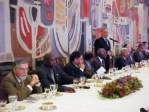 President Fernando Henrique Cardoso speaks at the ZPCAS Summit held in Brasília.