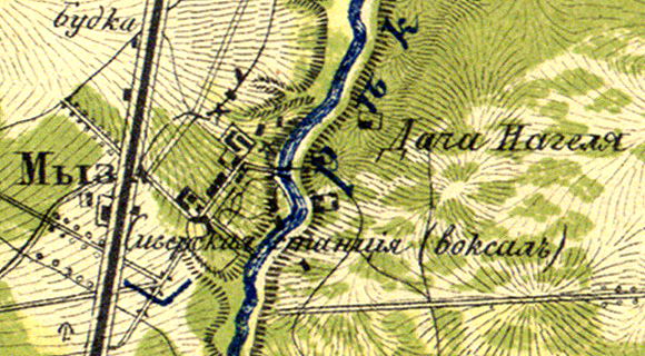 Plan over landsbyen ved Siverskaya-stasjonen.  1860