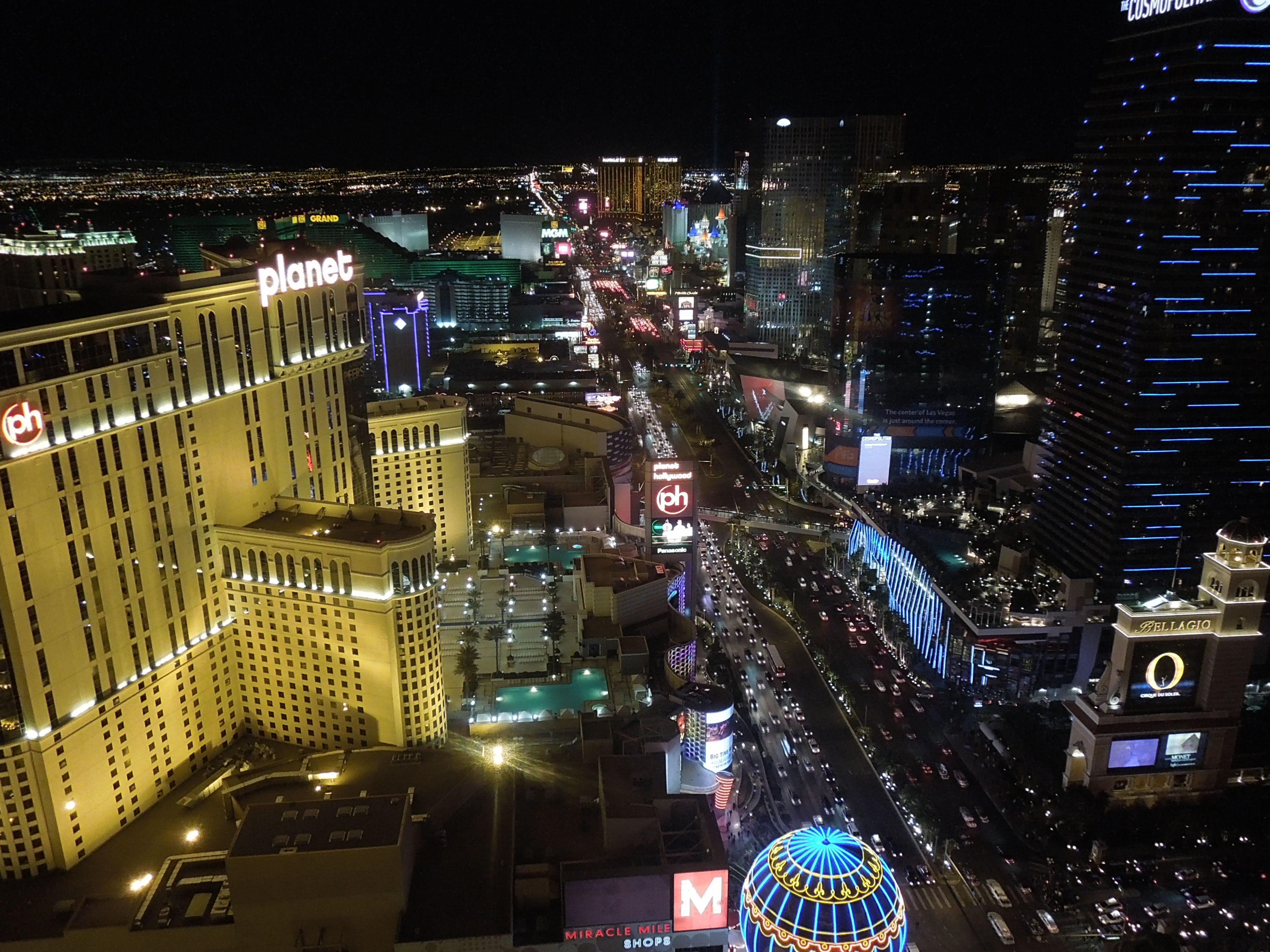 Vertical Night View of Eiffel Tower at Paris Casino, Las Vegas, NV