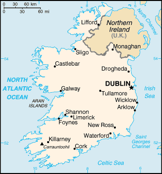 Carte de la République d'Irlande