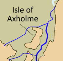 The Isle of Axholme, from a map of the Kingdom of Lindsey during the 7th century AD Isle of Axholme cropped.png