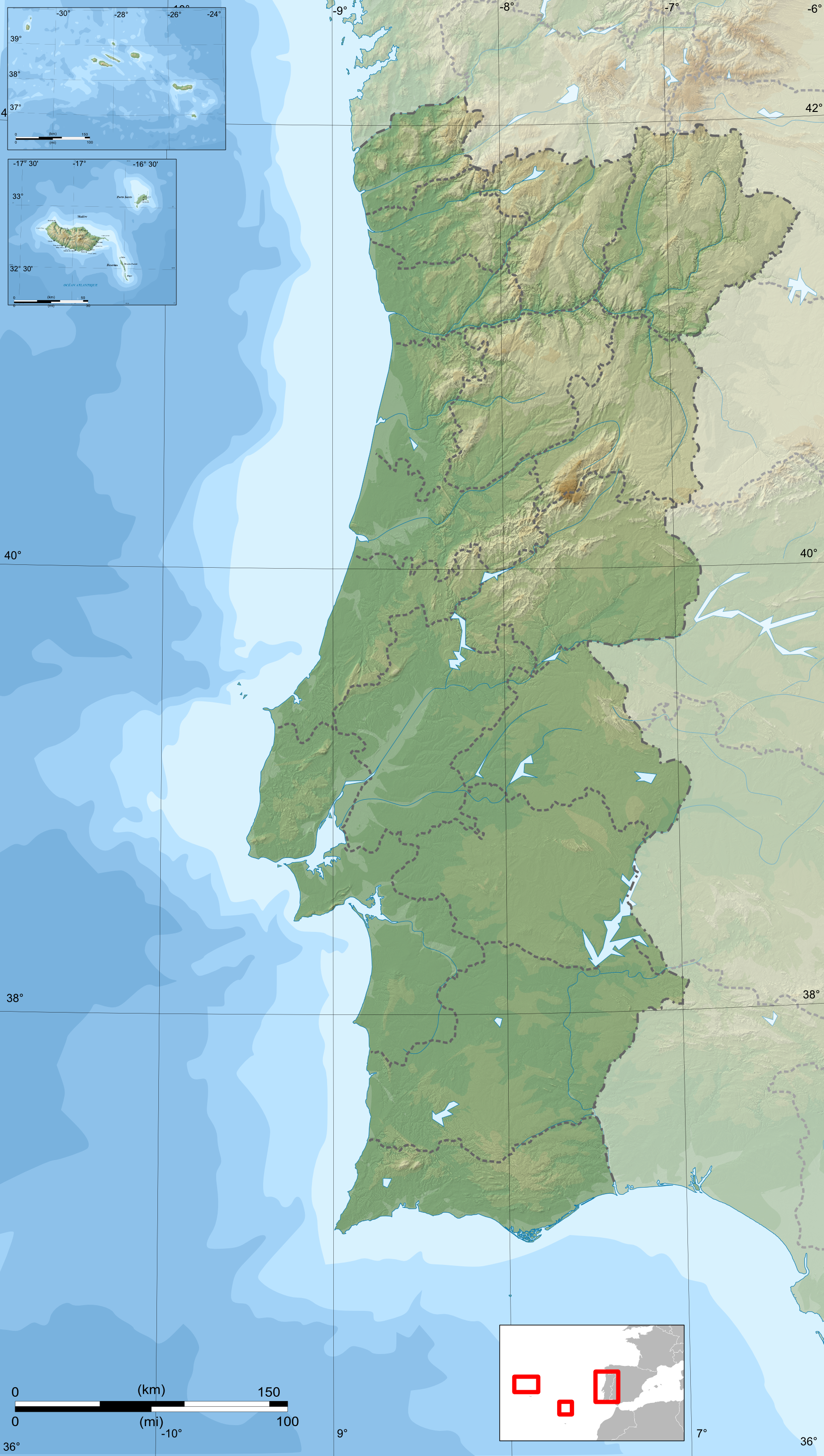 Portugal Mapa Físico Cores Vintage - Sem texto imagem vetorial de  Cartarium© 264439930