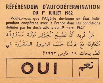 ورقة التصويت بنعم في استفتاء 1962