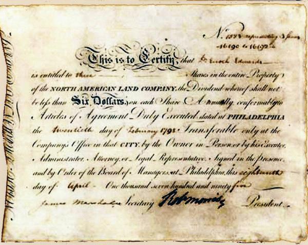 File:North American Land Company share - 1795.jpg
