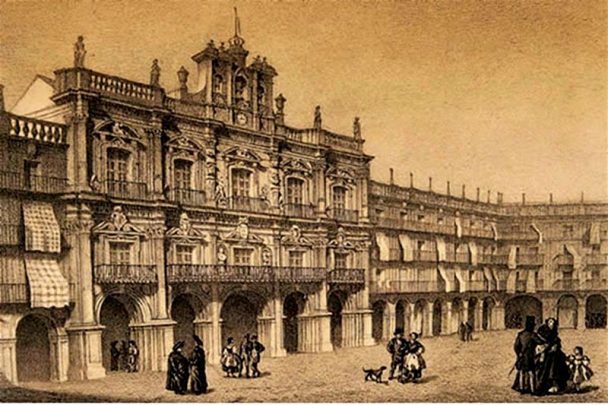 File:Plaza Mayor de Salamanca in the 18th century, Spain.jpg