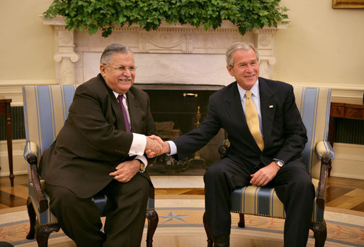 File:President George W. Bush and President Jalal Talabani of Iraq.jpg