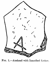 In his 19th century look at the same site, Palmer said that Syrian-Palestinian potters habitually used the most ancient trade-marks, and mentioned an aleph sherd like Meshel found a few of. Above, Ras Macalister found similar in Gezer. Alefshard.png