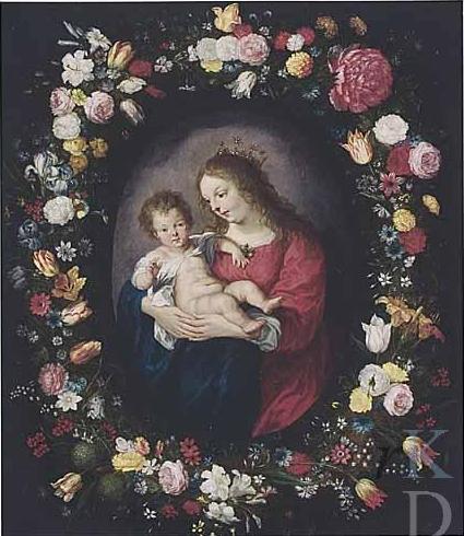File:Antoine Sallaert - madonna and child in garland of flowers.jpg