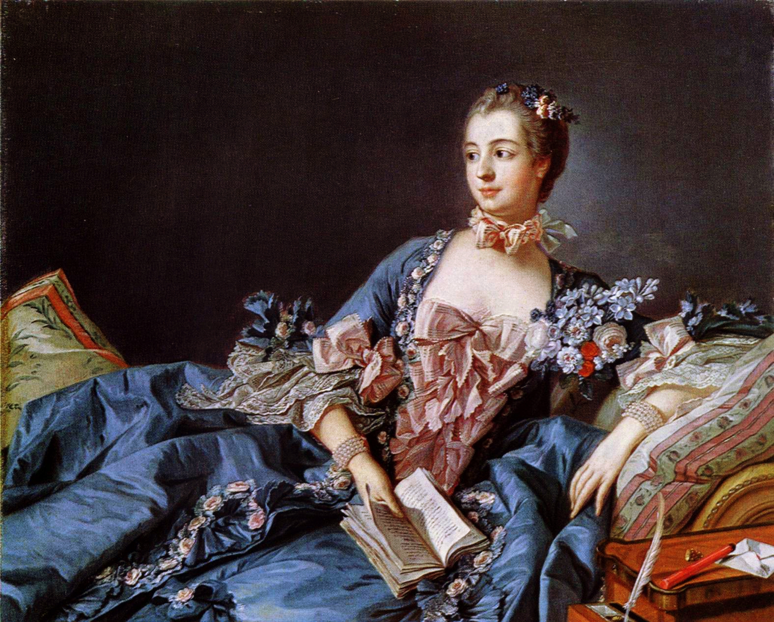 El retrato de Madame Pompadour, pintado por Francois Bocher en 1758, representa en el pecho una flor azul,  simbolizaba una declaración de amor a Luis XV 