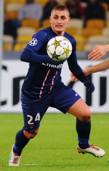 Verratti jugant amb el Paris Saint-Germain contra el Dinamo de Kíev el 2012.