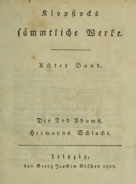 ''Der Tod Adams. Hermanns Schlacht'' (1823)