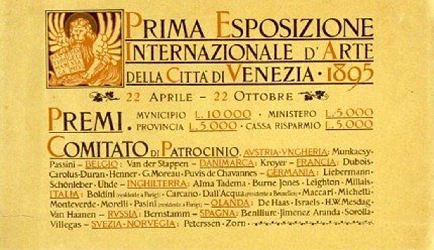 Prima esposizione internazionale d'arte di Venezia}}'' - 1895.