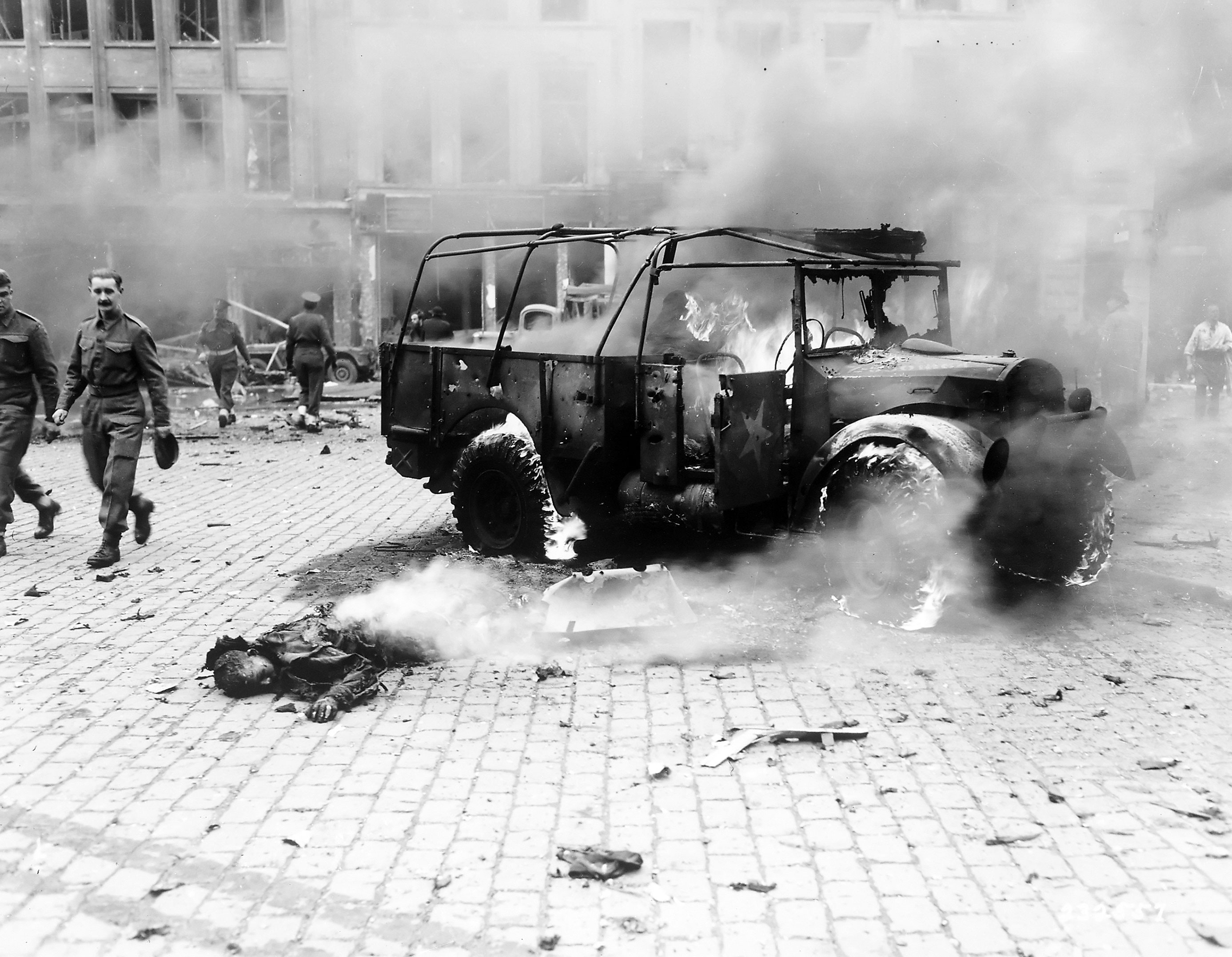 Image of WORLD WAR II: BELGIUM, 1944. The Mutilated Body Of An