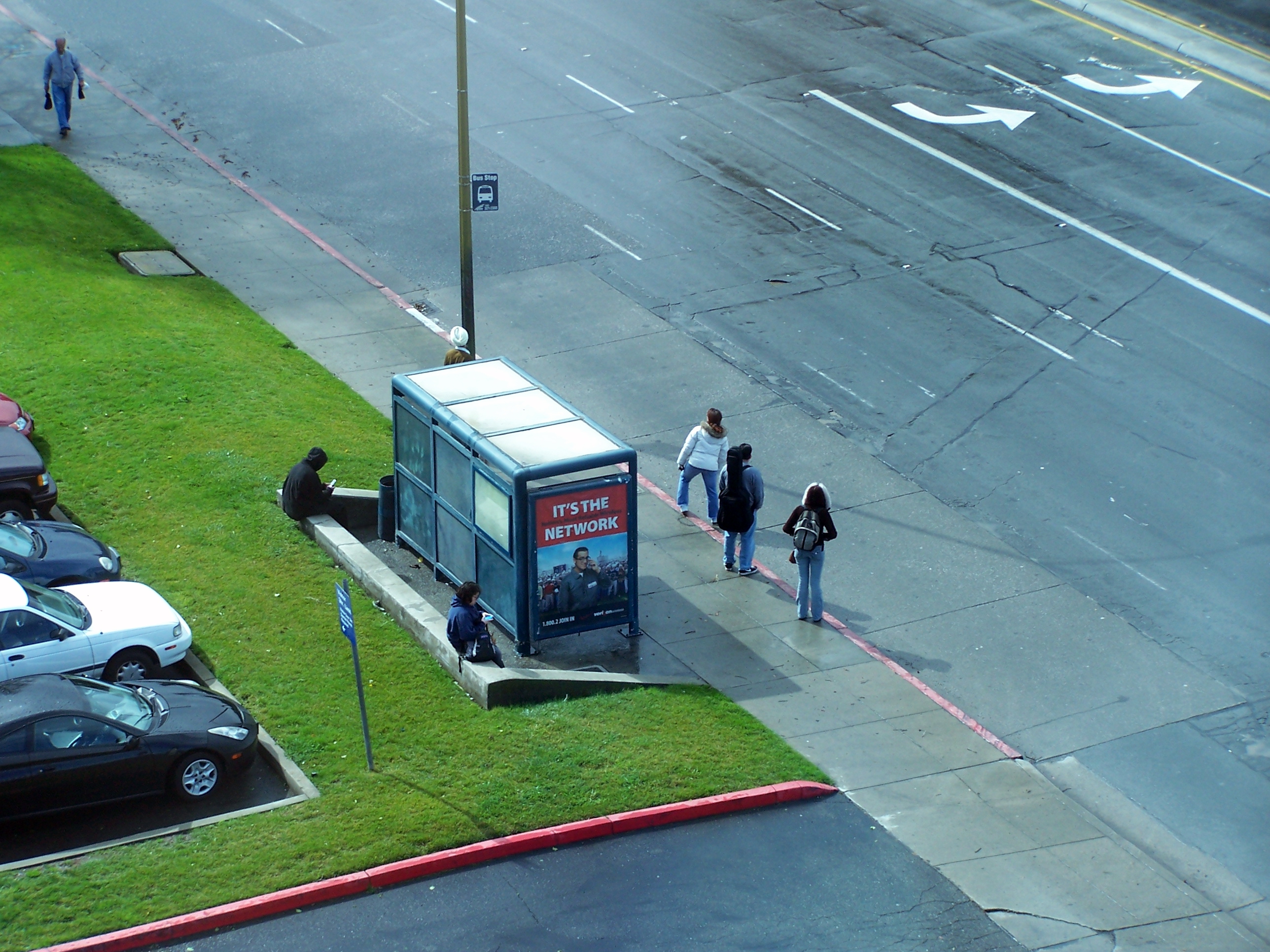 at the bus stop