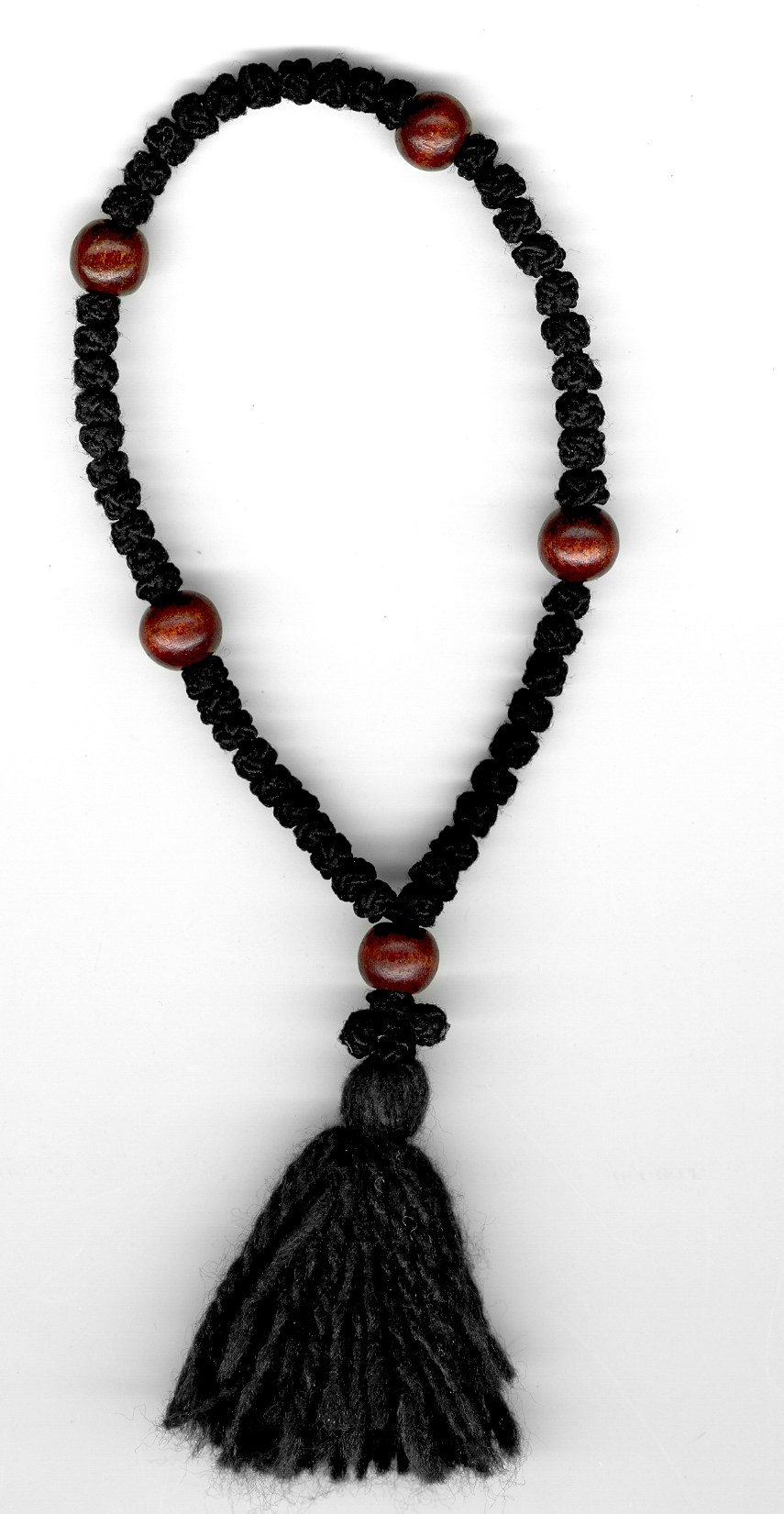 Orthodox Prayer Rope Black Color with 100 Knots and Wooden Beads