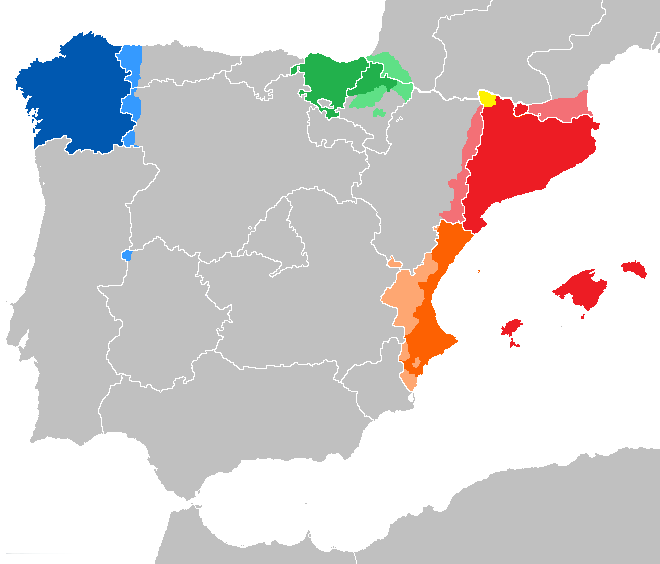 Mapa de España, catalan idioma 