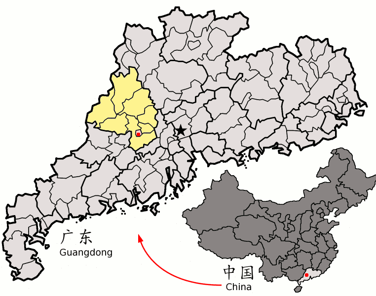 File:Location of Zhaoqing within Guangdong (China).png