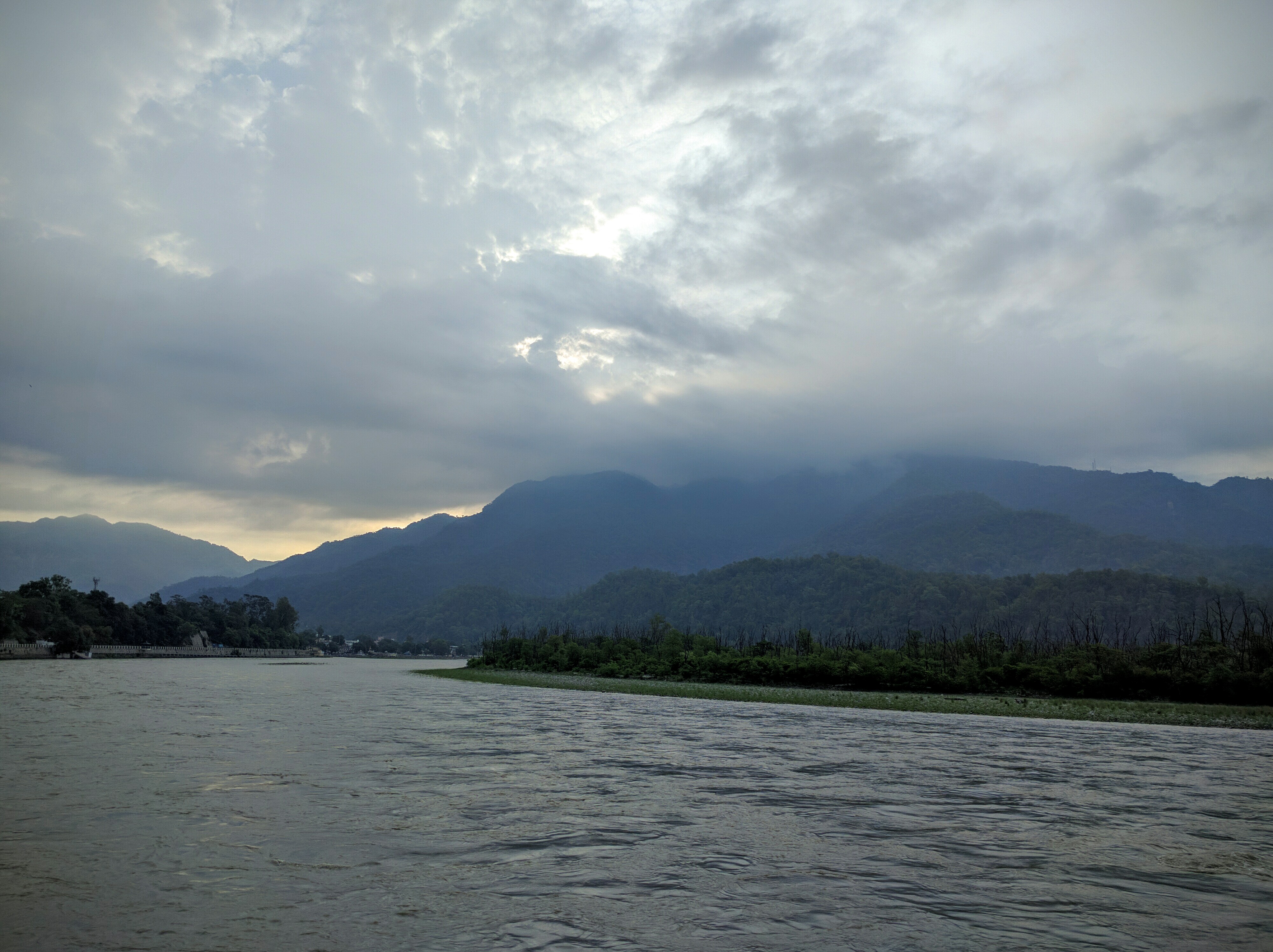 View of the Ganges river, Ram Jhula bridge and the mountains, Rishikesh, Uttarakhand, India Stock Photo | Adobe Stock