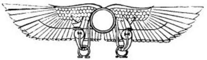 The winged sun was an ancient (3rd millennium BC) symbol of Horus, later identified with Ra