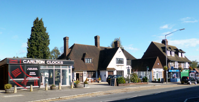 Clock shop and the Sugar Loaf in Little Chalfont, Buckinghamshire - geograph-3186484