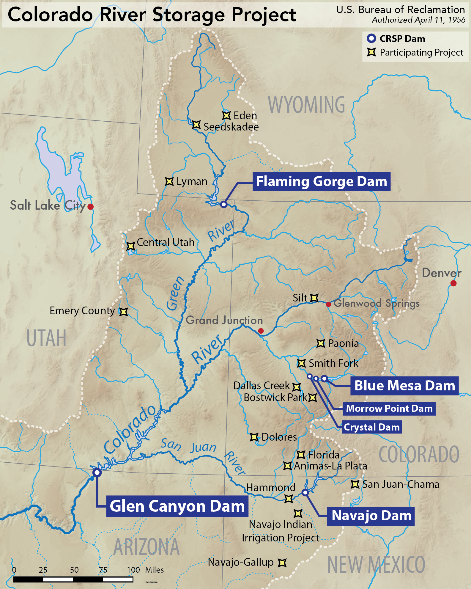 Colorado River Dams Map Colorado River Storage Project - Wikipedia