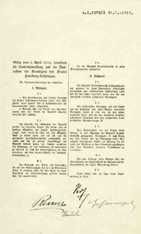 <span class="mw-page-title-main">Habsburg Law</span> Law of German Austria in 1919