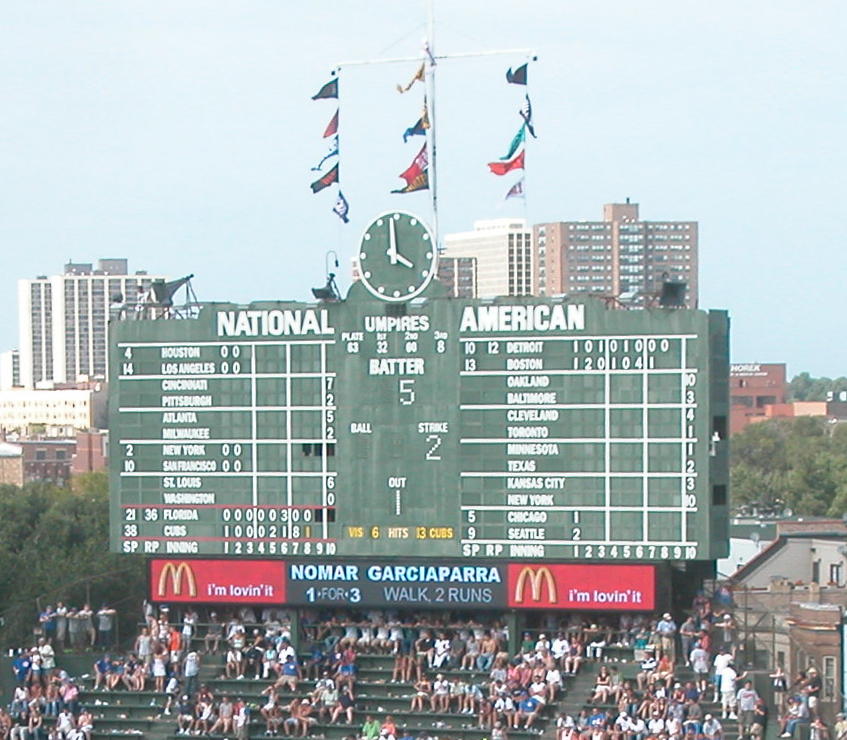 Wrigley Field Scoreboard editorial photo. Image of scoreboard