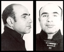 Mug shot of Capone at Alcatraz Federal Penitentiary, 1934