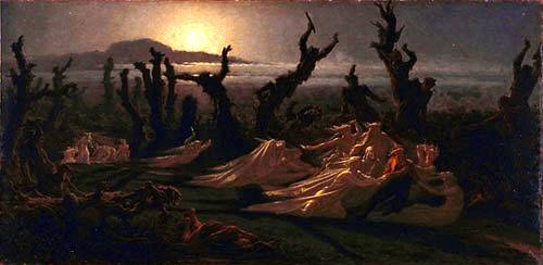 Yan' Dargent, Les Lavandières de la nuit, 1861, huile sur toile, 75 x 150 cm. Musée des beaux-arts de Quimper, France