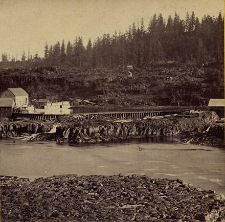 File:Willamette Falls and Oregon City boat basin, looking east, 1867.jpg