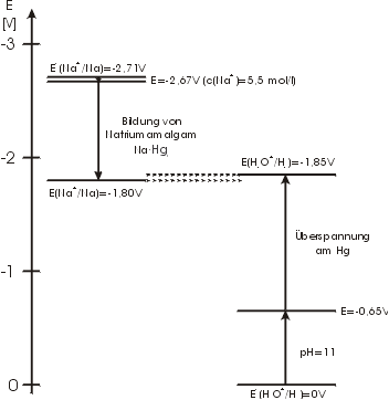 Potentiale der möglichen Elektrodenreaktionen