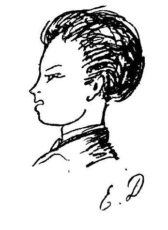 Sketch of Arthur Rimbaud by Ernest Delahaye, in Charleville. Two versions exists: one was published in Rimbaud by Ernest Delahaye, in 1905 (éditions de la Revue Littéraire de Paris et de Champagne). The other (1923) is underlined hand manuscripted: Rimbaud en 1870