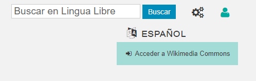 Screenshot of the menu to log in on Lingua Libre through Wikimedia Commons