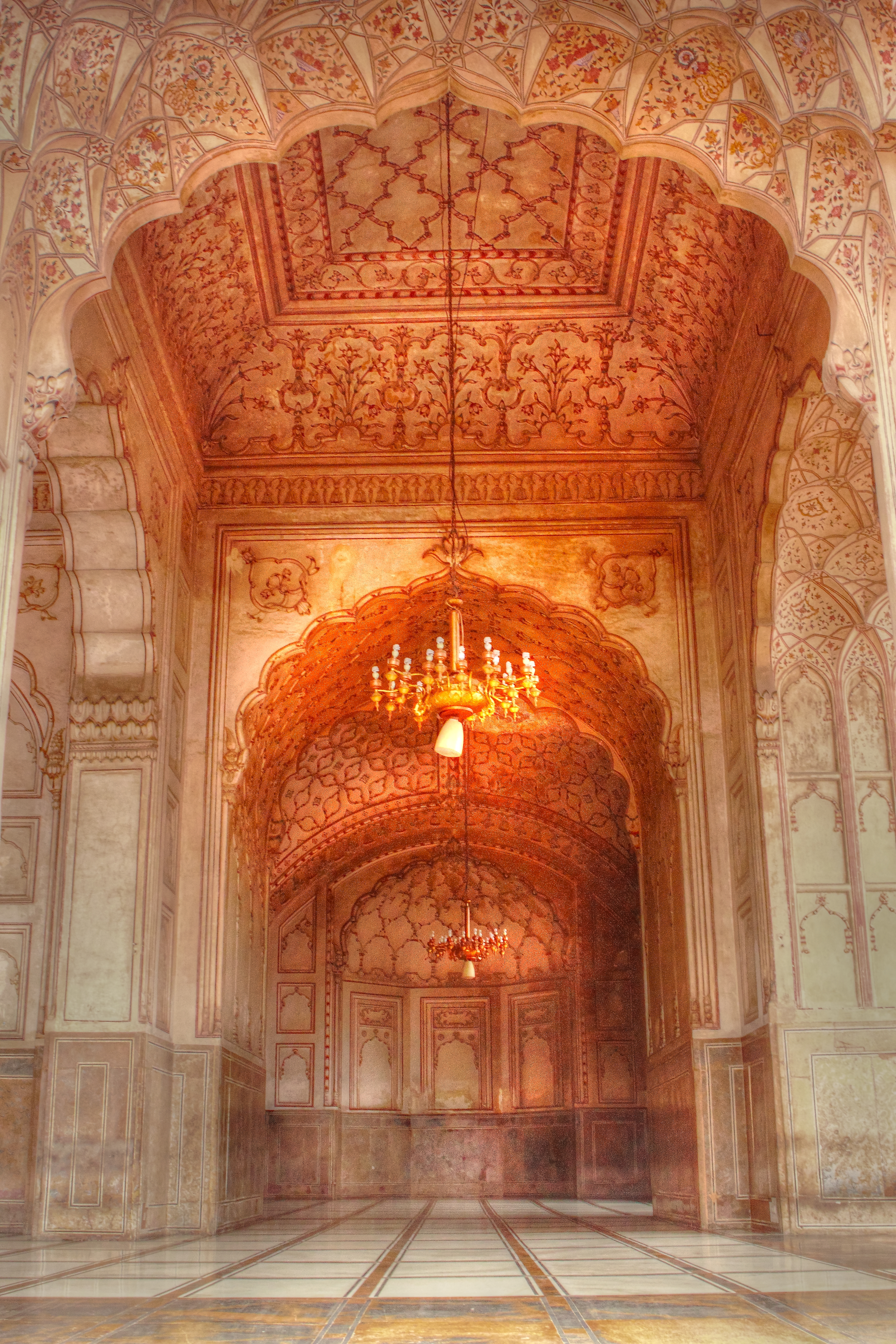 The most beautiful mosques to visit: Badshahi Mosque Interior Ceiling Work, Lahore, Pakistan