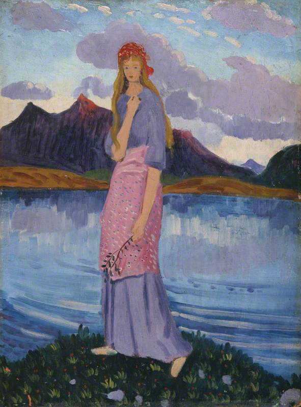 Arenig School: James Dickson Innes, Girl Standing by a Lake, 1911-12, National Museum of Wales, Cardiff, UK.